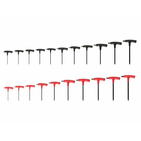 TEKTON Ball End Hex T-Handle Key Set, 21-Piece 5/64-3/8 in., 2-10 mm KTX90301